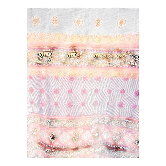 Lucky Brand Boho Print Scoop Neck Short Sleeve Top Size Medium - Picture 8 of 8